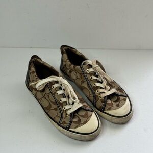 Coach Women's Barrett Sneakers Signature Monogram C  Brown/Black Size 7